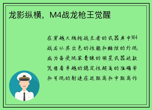 龙影纵横，M4战龙枪王觉醒